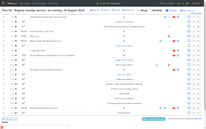 sample Order of Service Plan