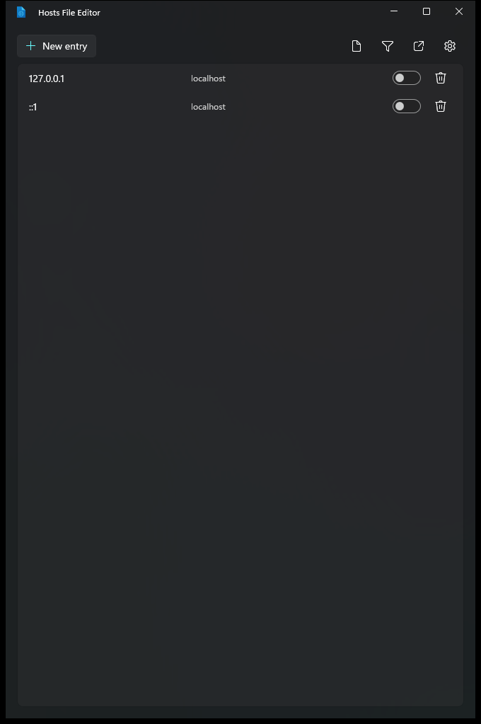 Hosts File Editor rendered from PR build