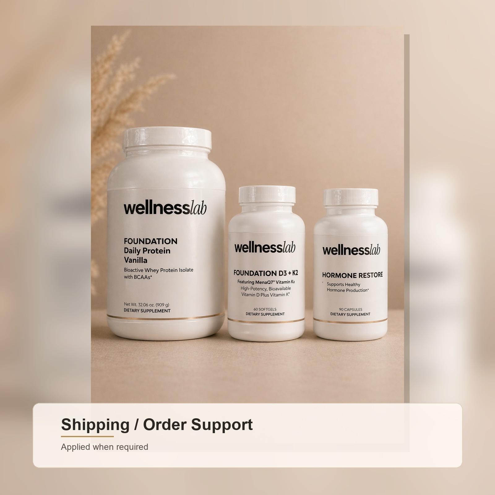 Wellness Lab shipping and medication planning card