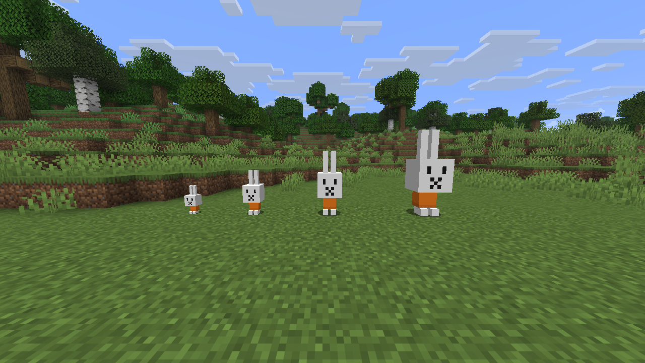 Baby, Young, Adult and Grown - the same bunny, thirty carrots apart
