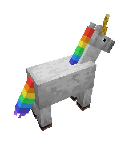 The unicorn, saddled, in the toolkit's studio