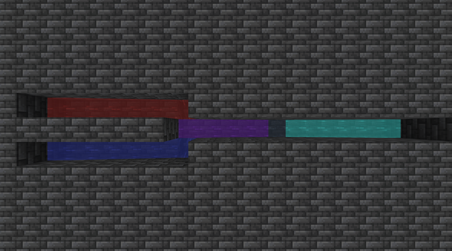 A red stream and a blue stream meet, and everything downstream runs purple.