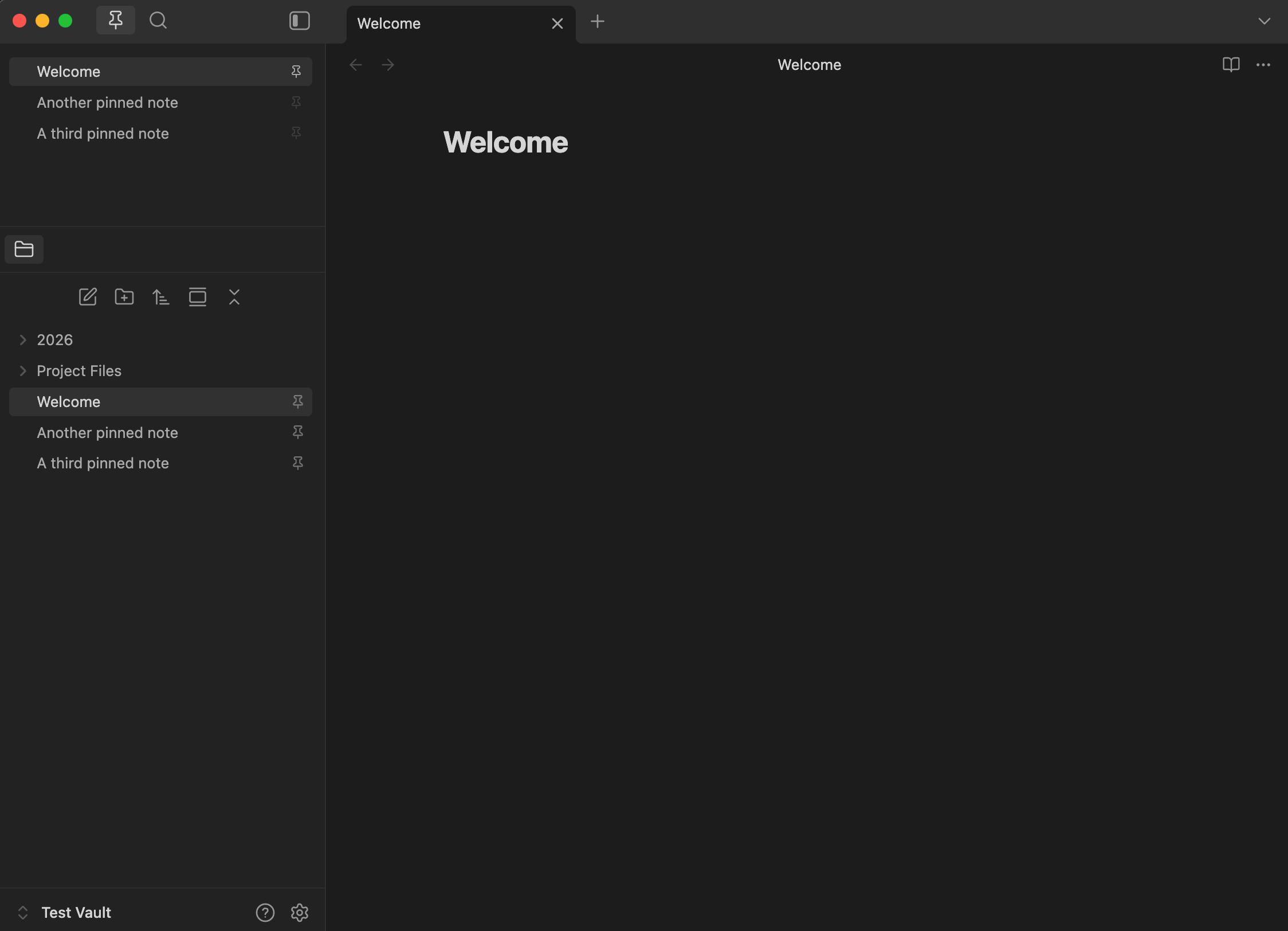 Simple Pinned Files sidebar view with pinned file indicators