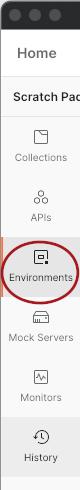 Environments selected in sidebar