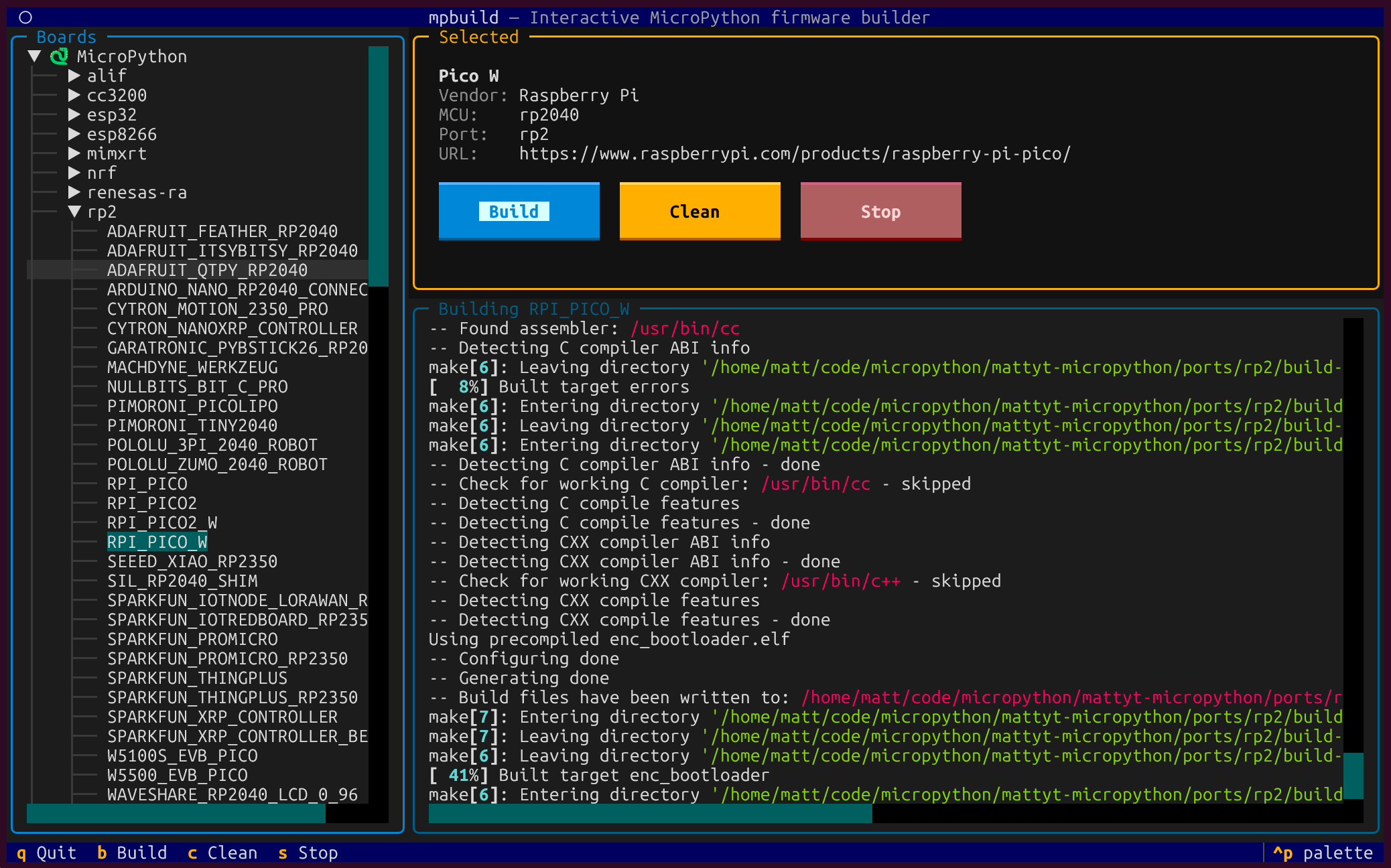 Interactive TUI screenshot