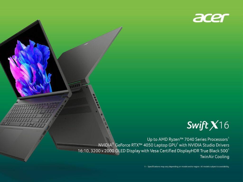 Acer Luncurkan Swift X 16, Laptop Dengan Prosesor AMD Ryzen 9 7940H Dan GPU NVIDIA GeForce RTX 4050