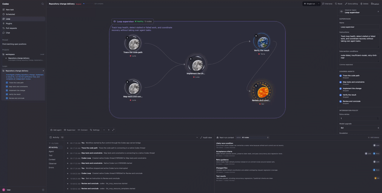 Codex Loop designing and running a workflow