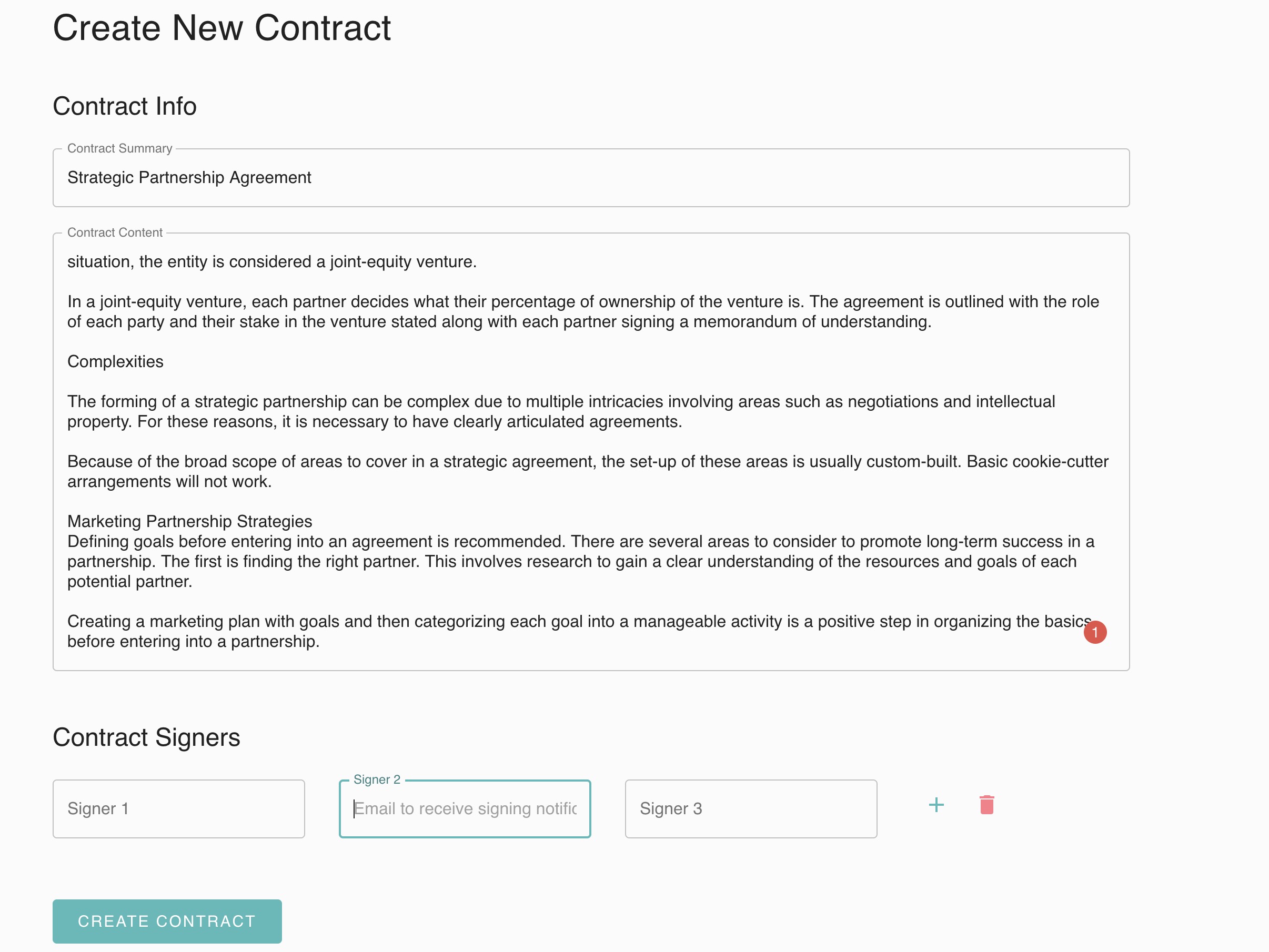 Create contract