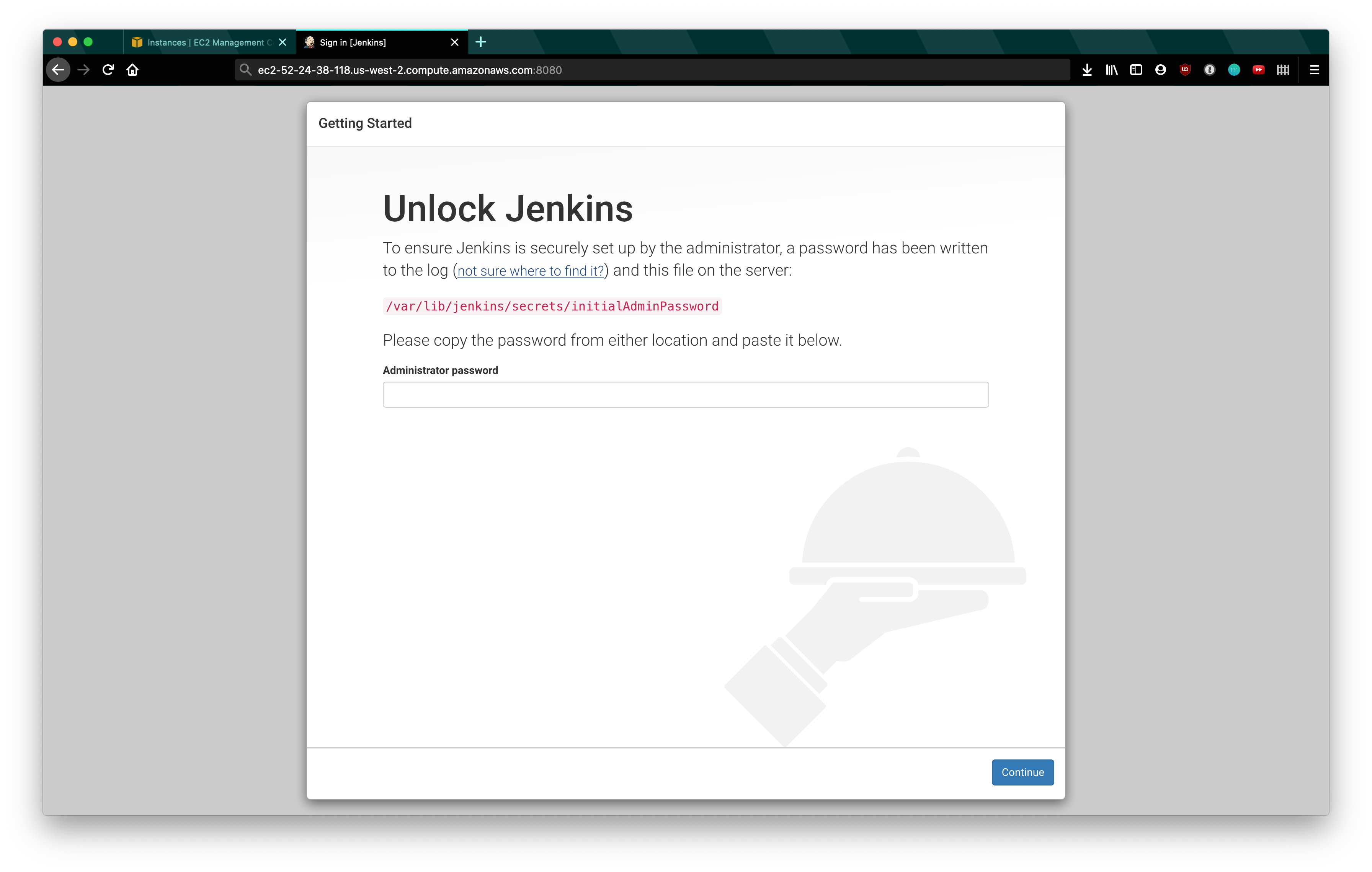 Access jenkins screenshot