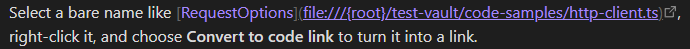 The selected name turned into a portable code link