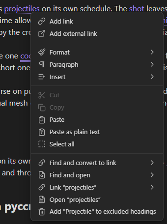 The right-click menu on a highlighted word