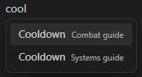 The link-suggestion popup while typing, listing matching headings