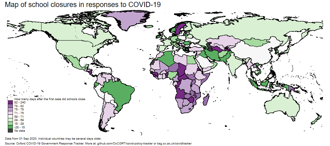 World map of school closures