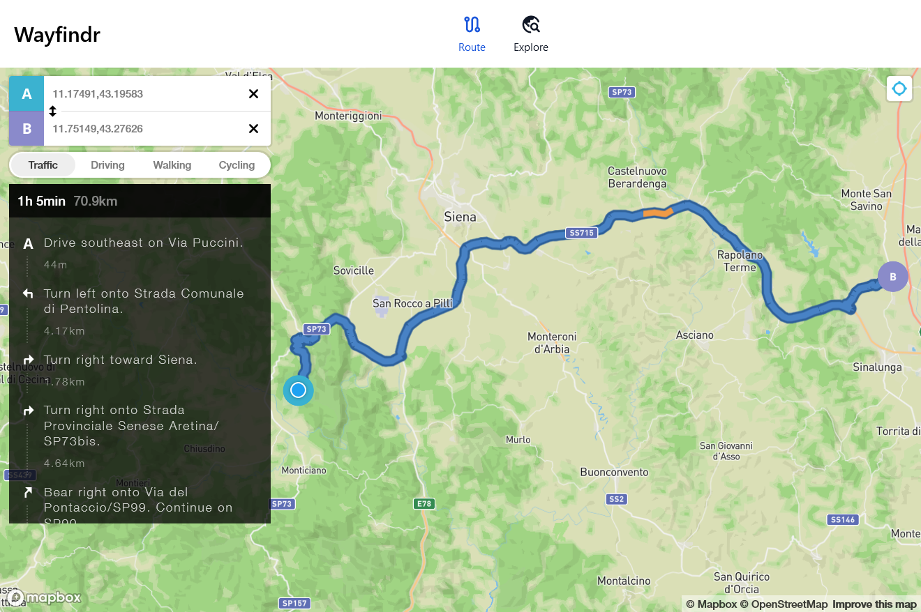 Screenshot of Route View