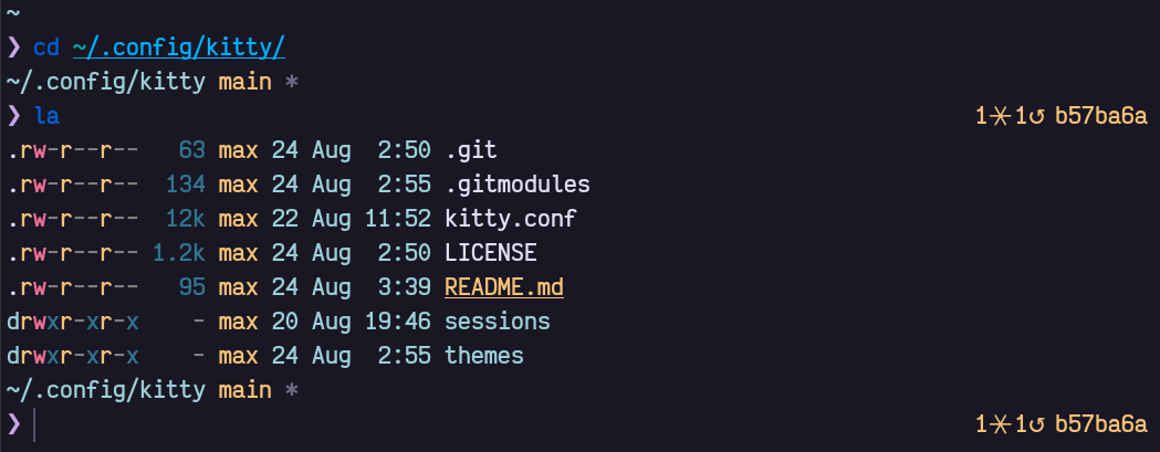 kitty screenshot listing the content of the
  folder