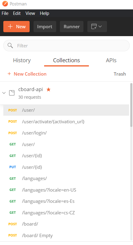 Cboard API Postman