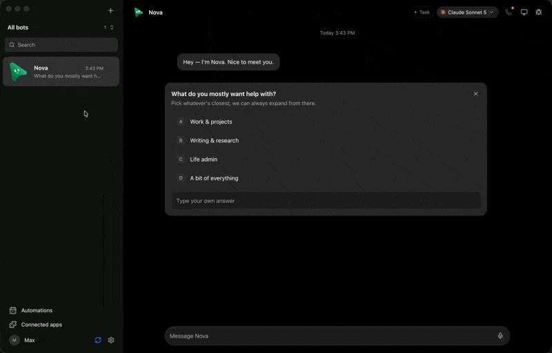 Switching teams in the sidebar