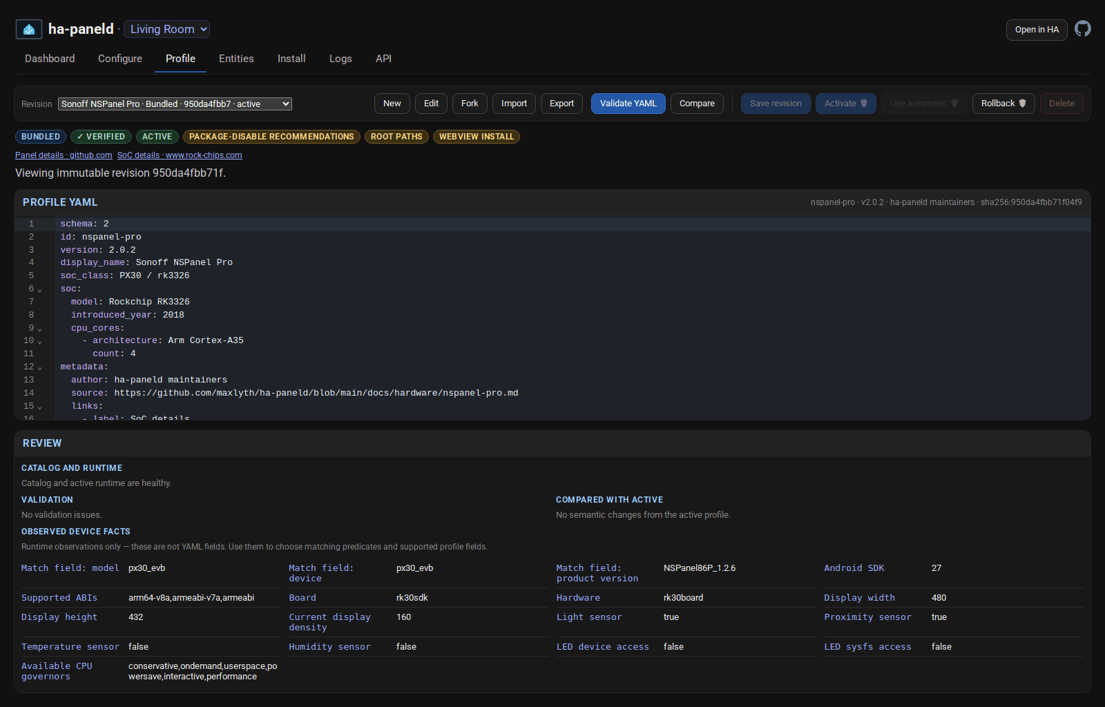 Profile tab