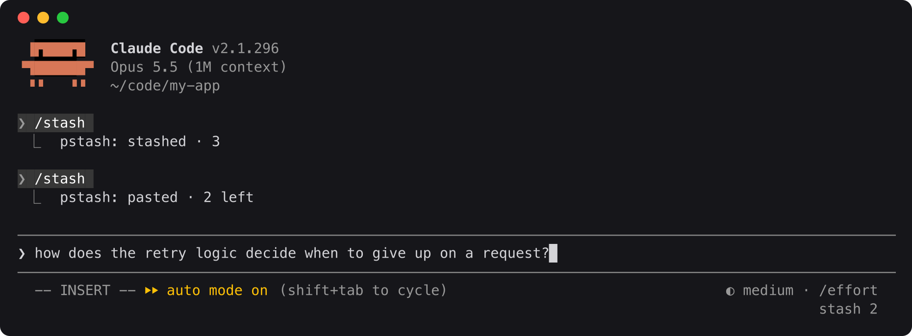 The prompt is back in the input box