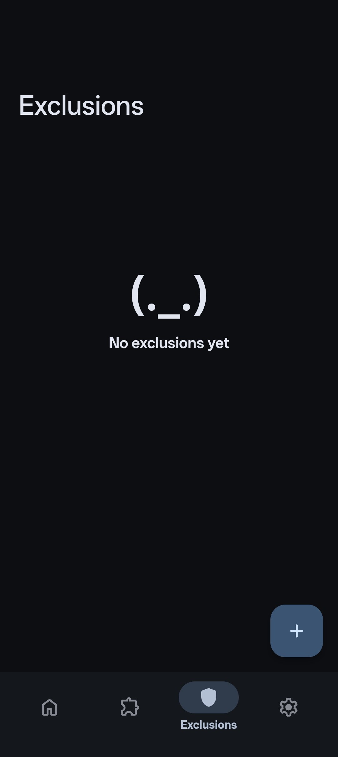 Exclusions Empty