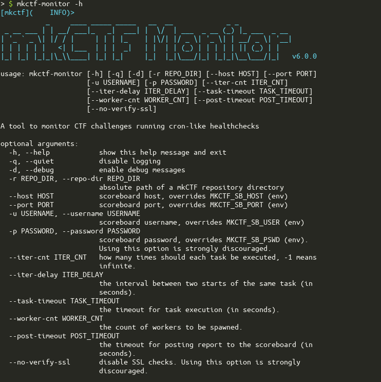 mkctf-monitor -h screenshot