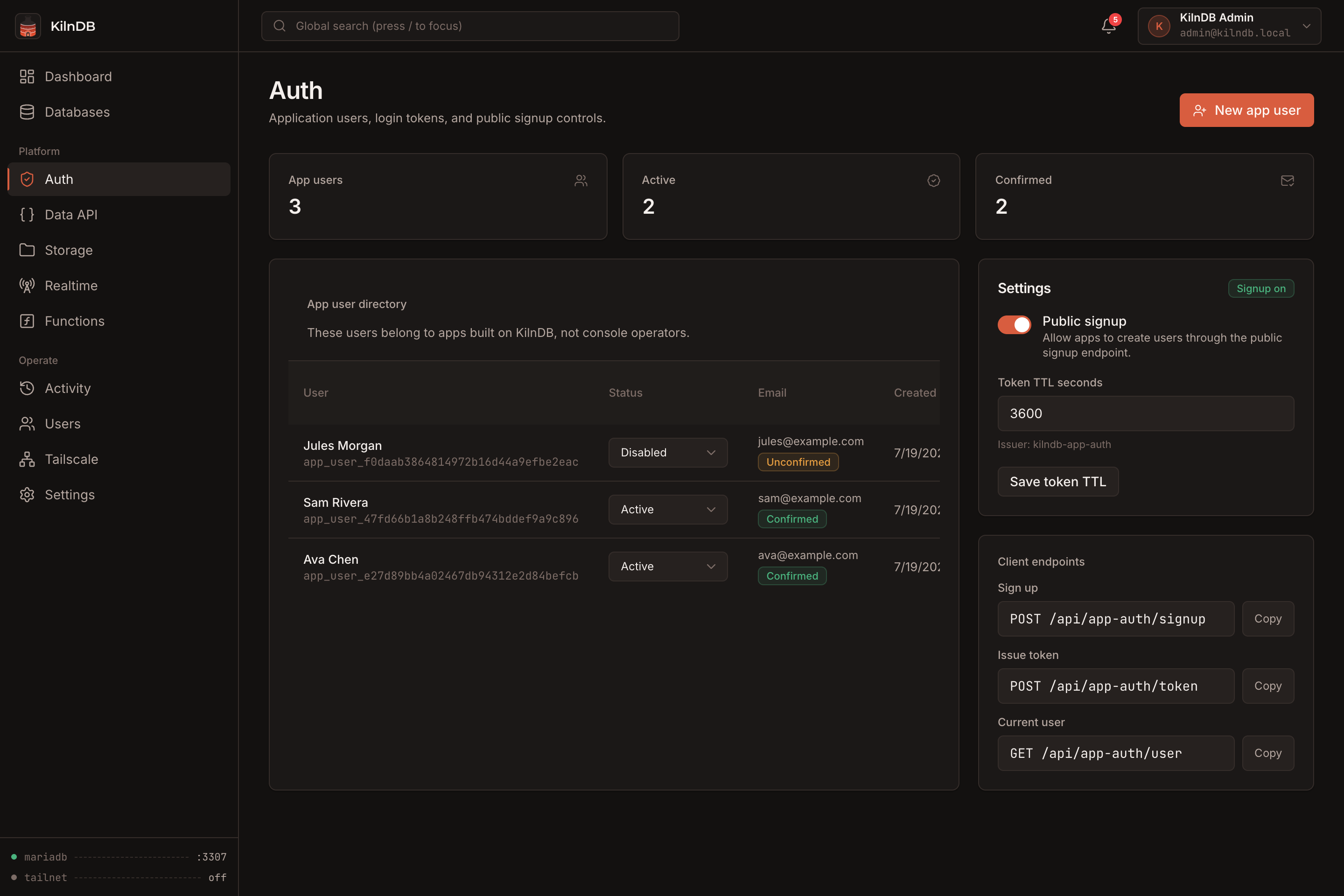 App Auth user directory