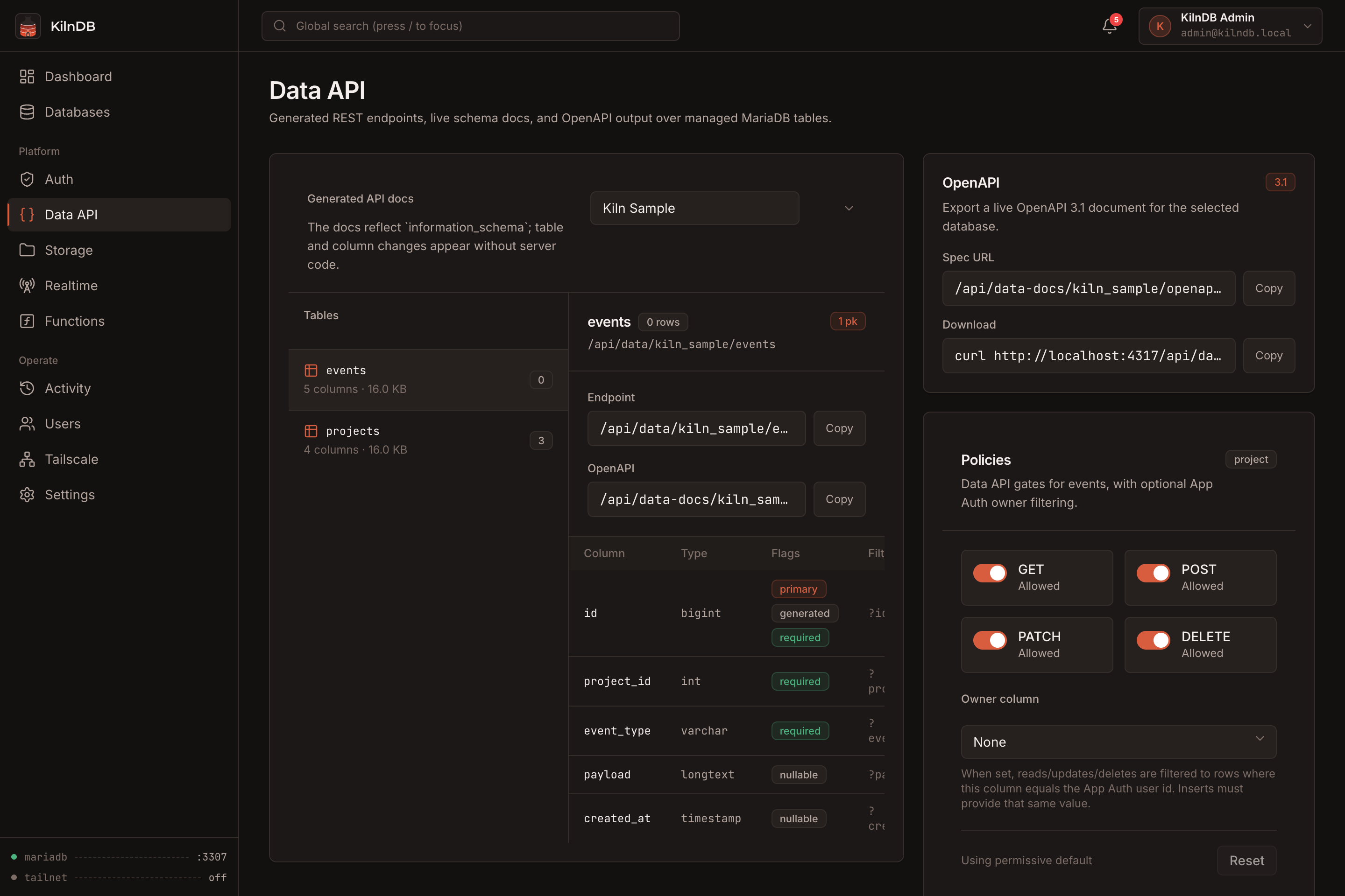 Generated REST Data API