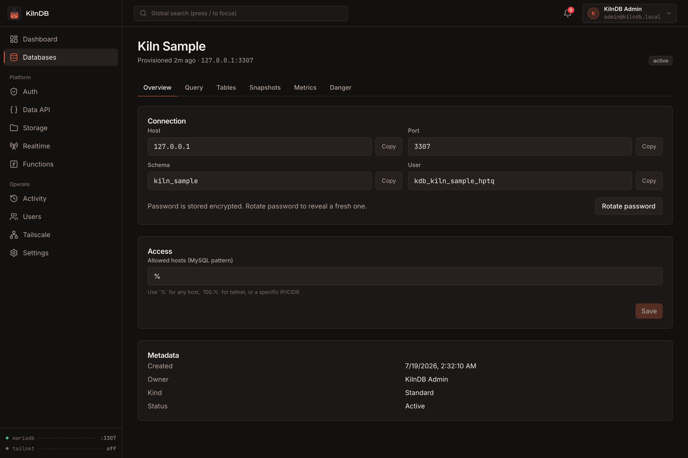 Database detail