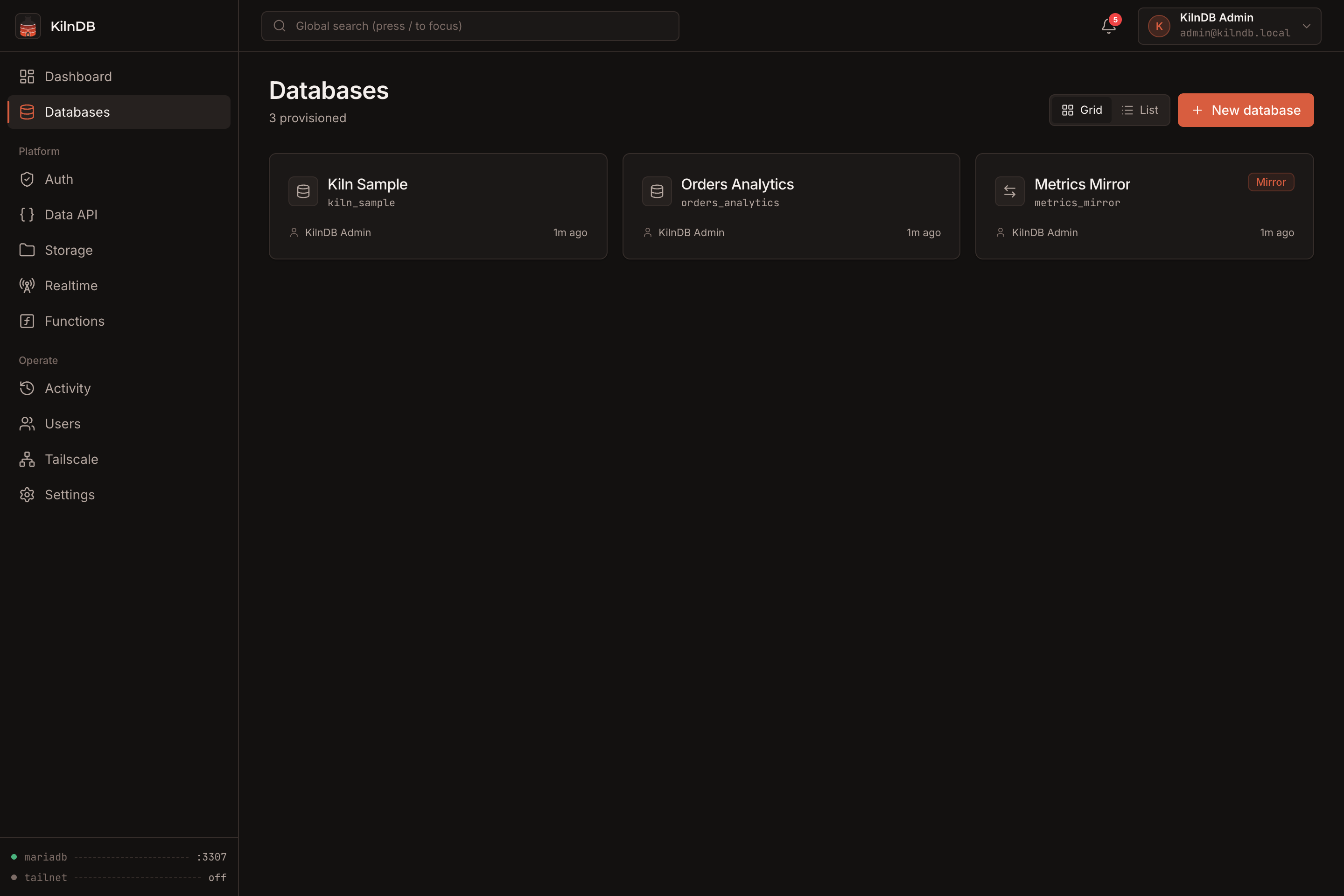 Database list
