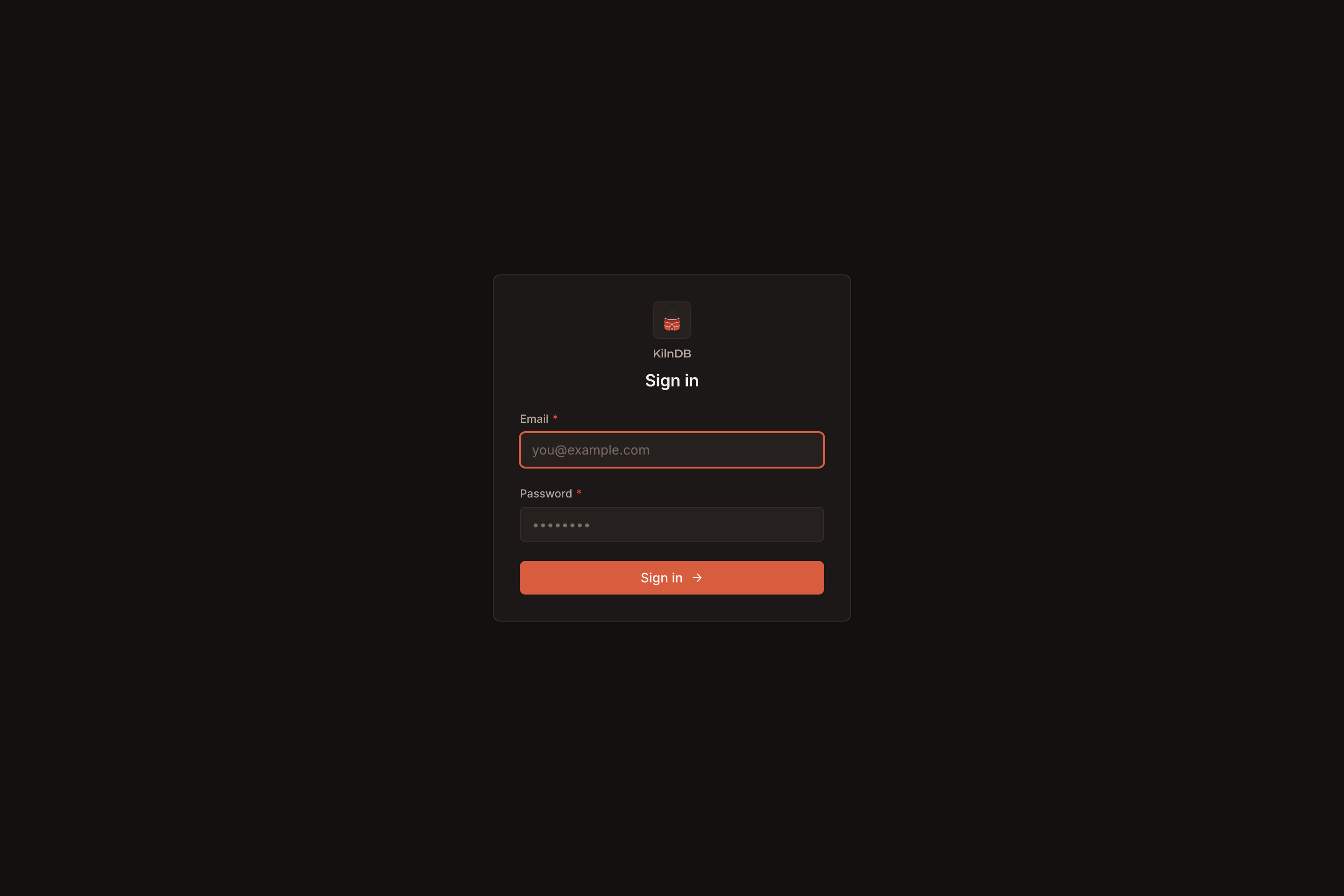 KilnDB sign-in
