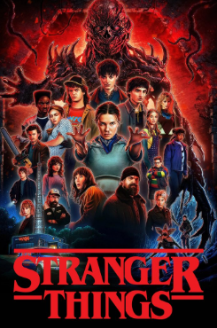 Stranger Things Netflix series poster featuring main cast