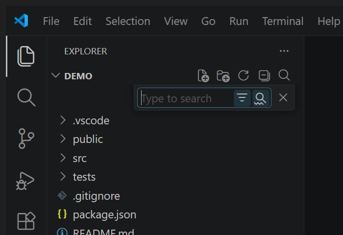 Explorer filter open