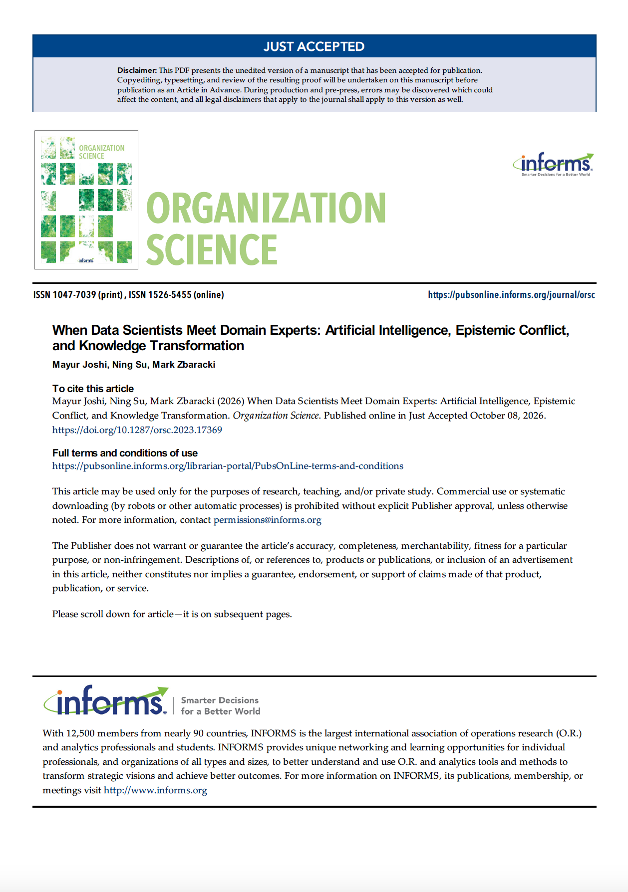Organization Science 2026