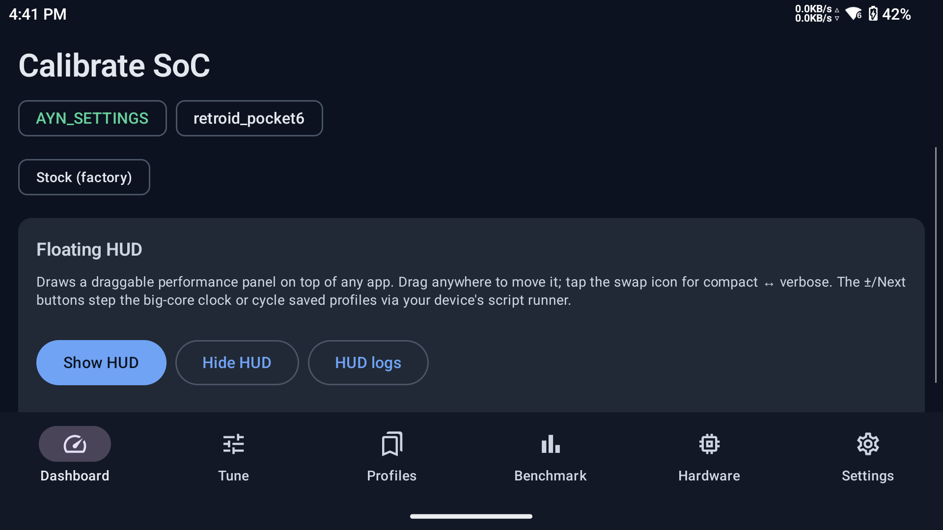 Live dashboard