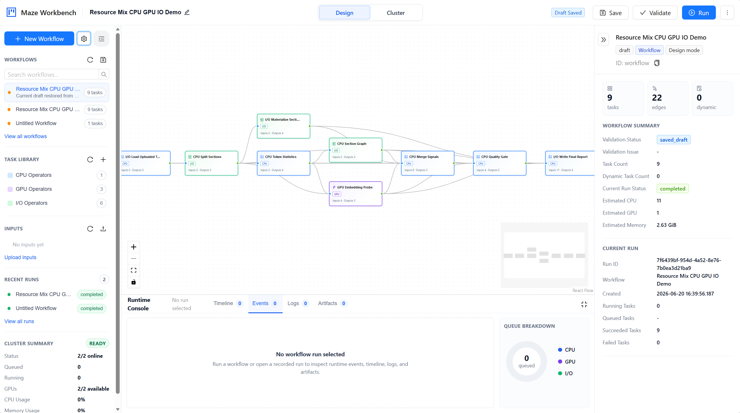 Maze Workbench workflow design