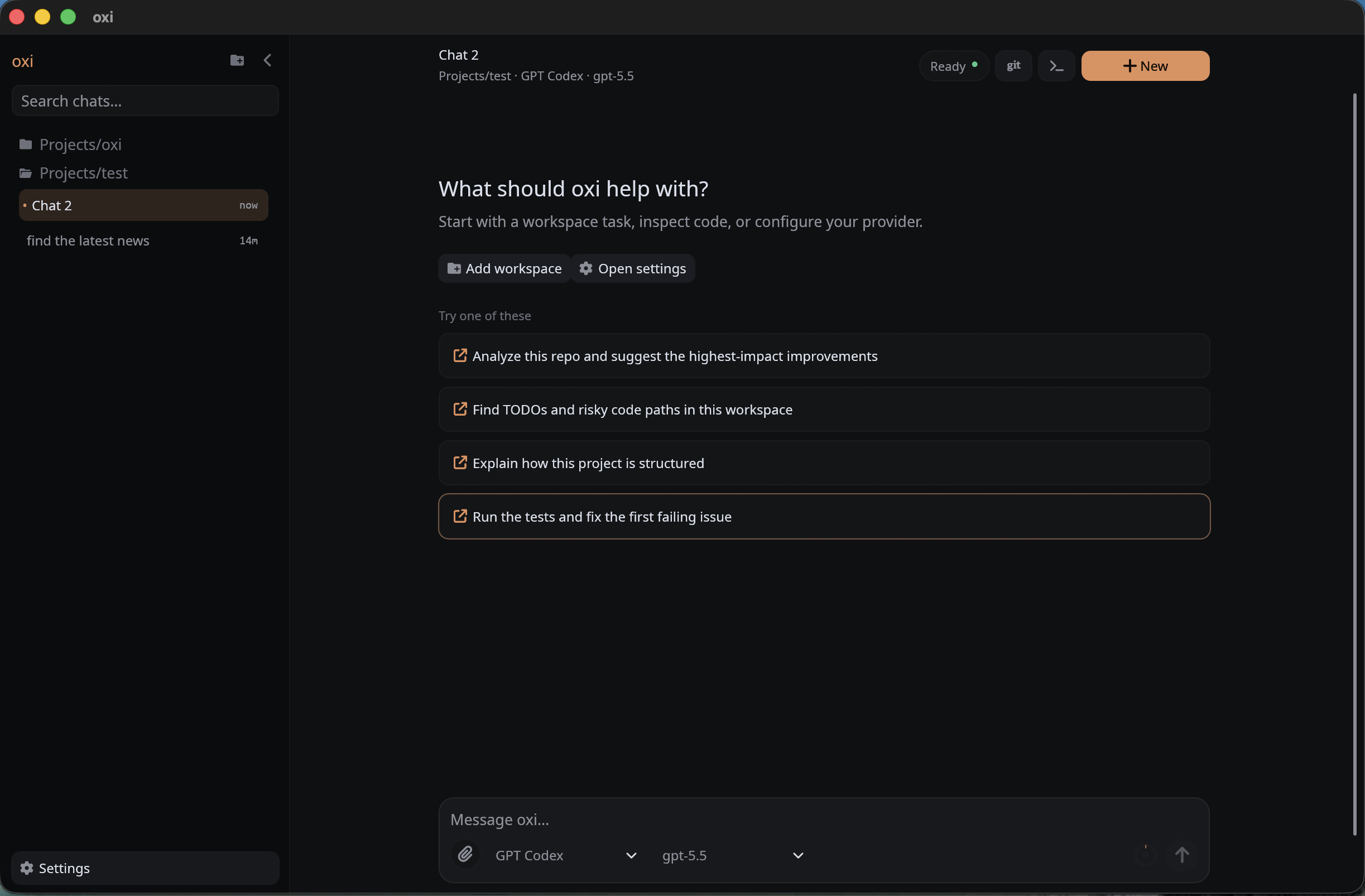 oxi chat UI