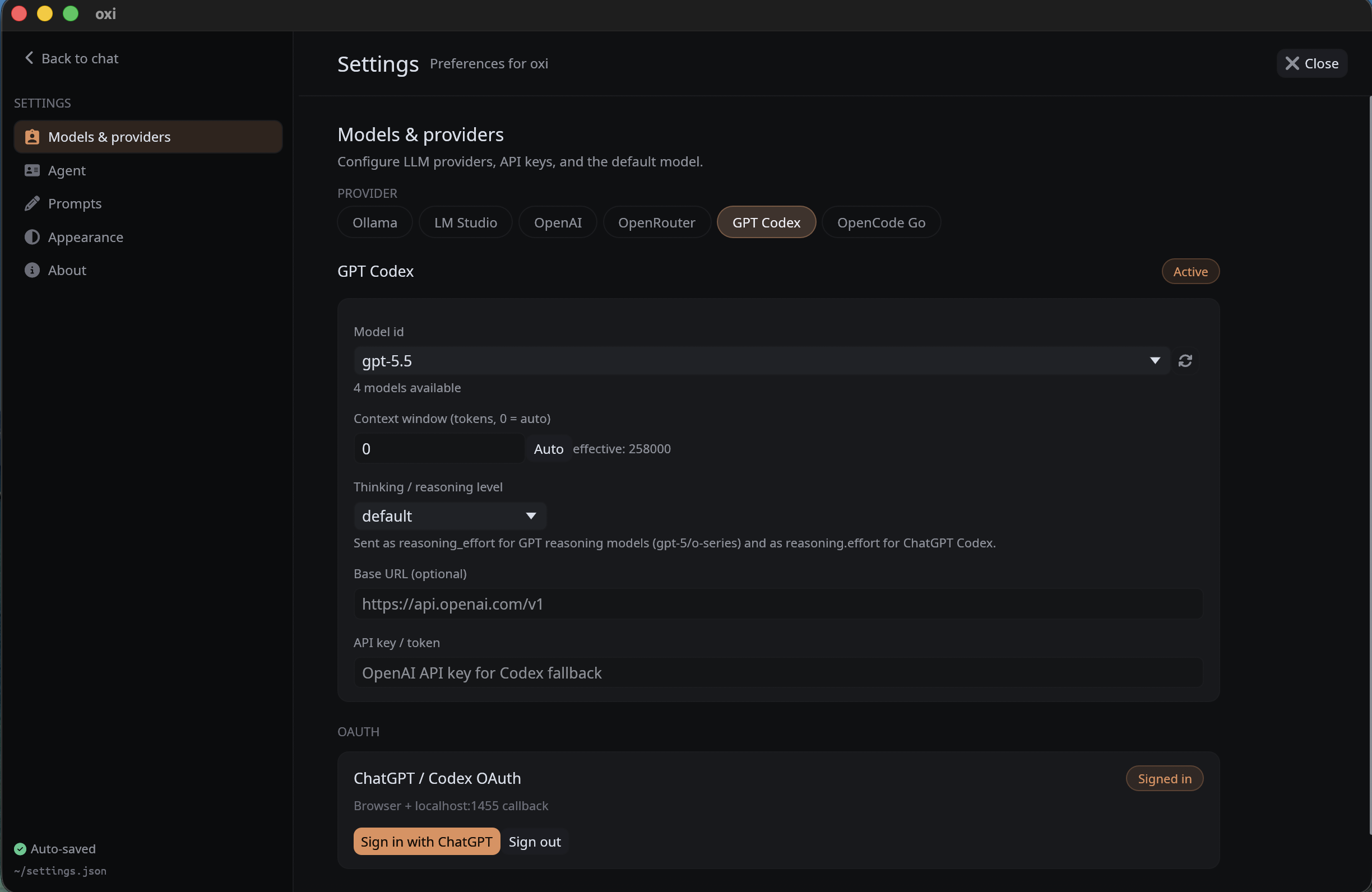 Provider settings