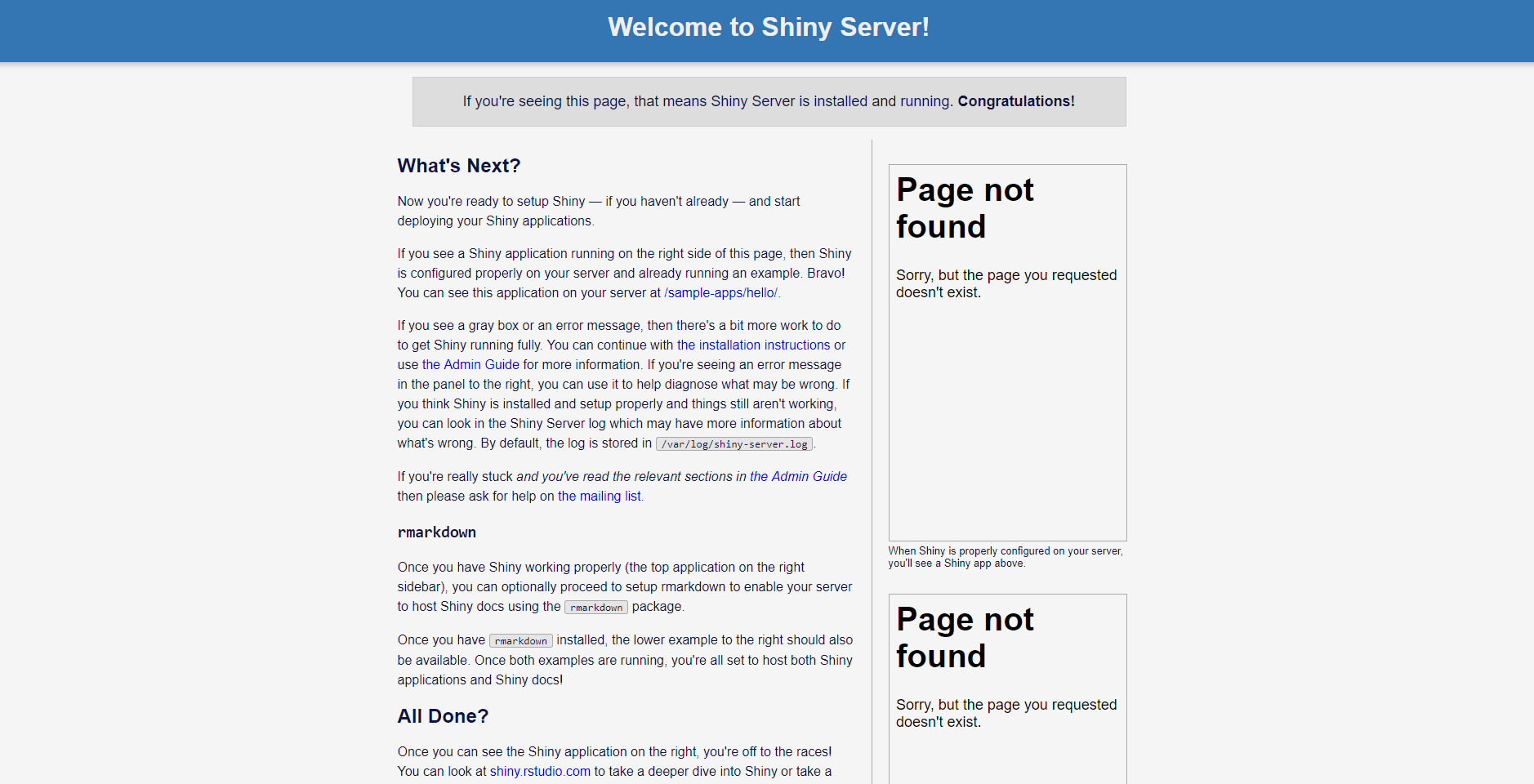 Shiny Server Welcome Page