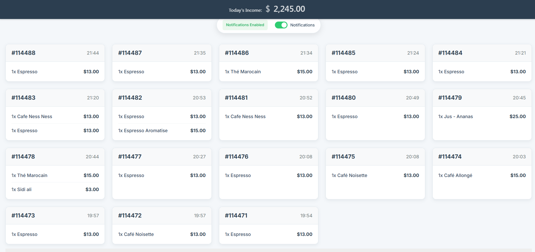 Live Orders Dashboard