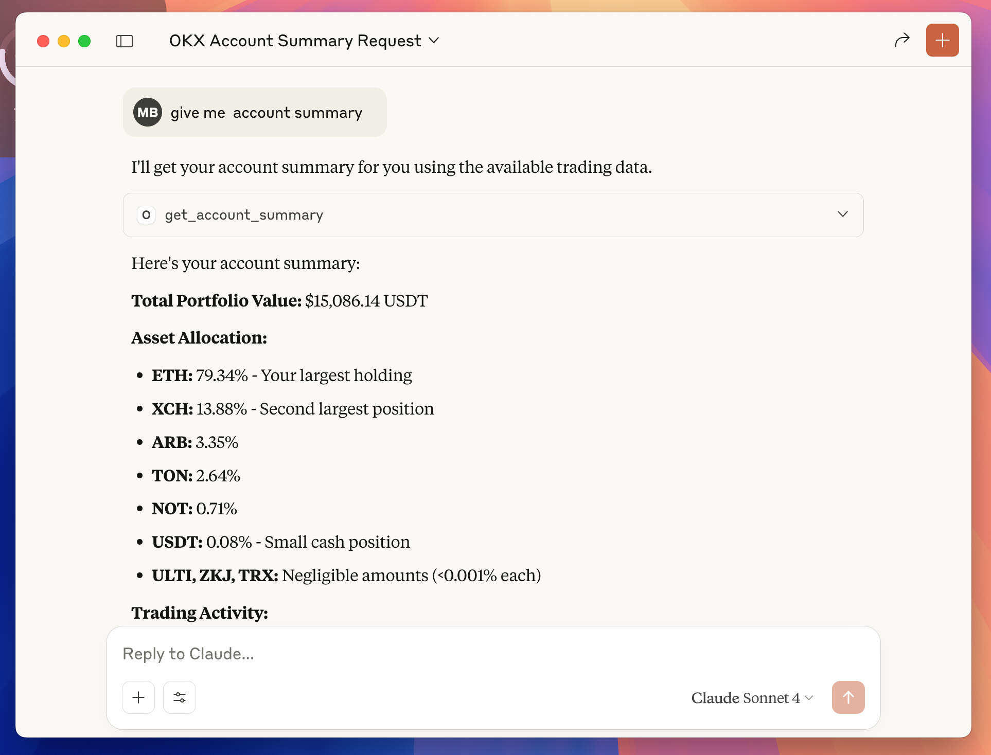 Claude Desktop with OKX MCP Server