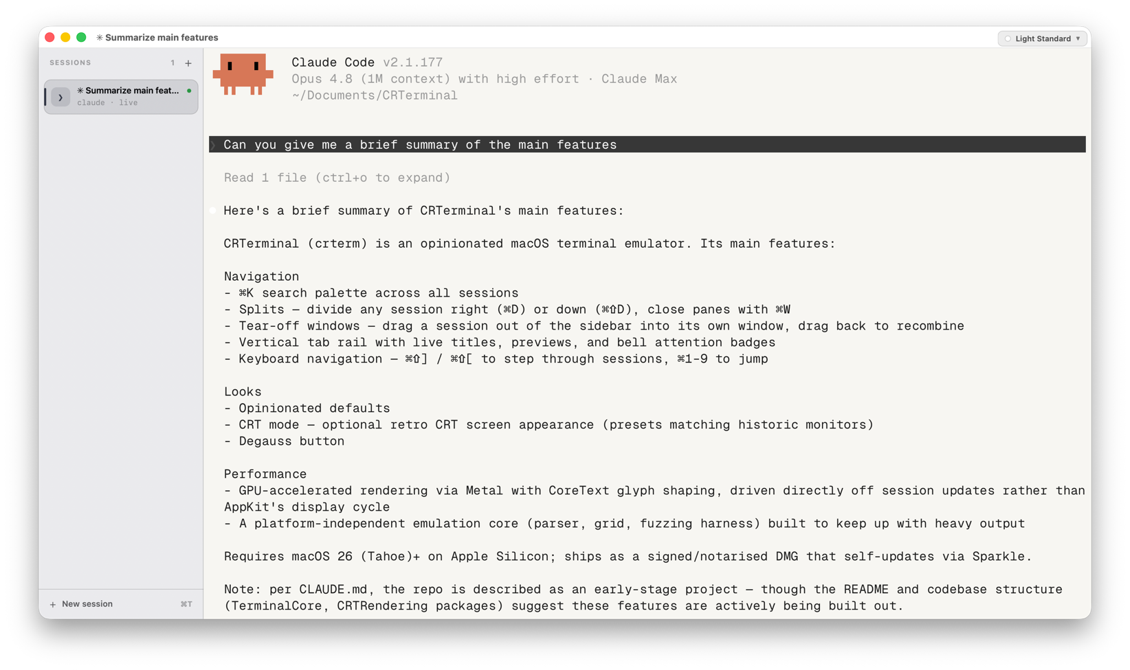 CRTerminal screenshot 1