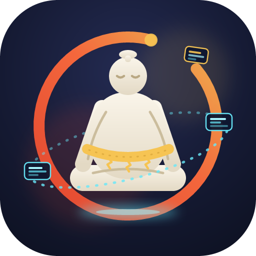 yokozuna-mcp logo: a levitating, meditating sumo inside an enso circle, orbited by log lines