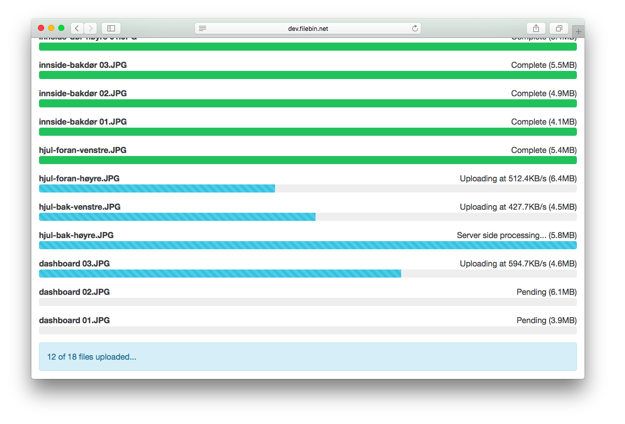 File uploads in progress