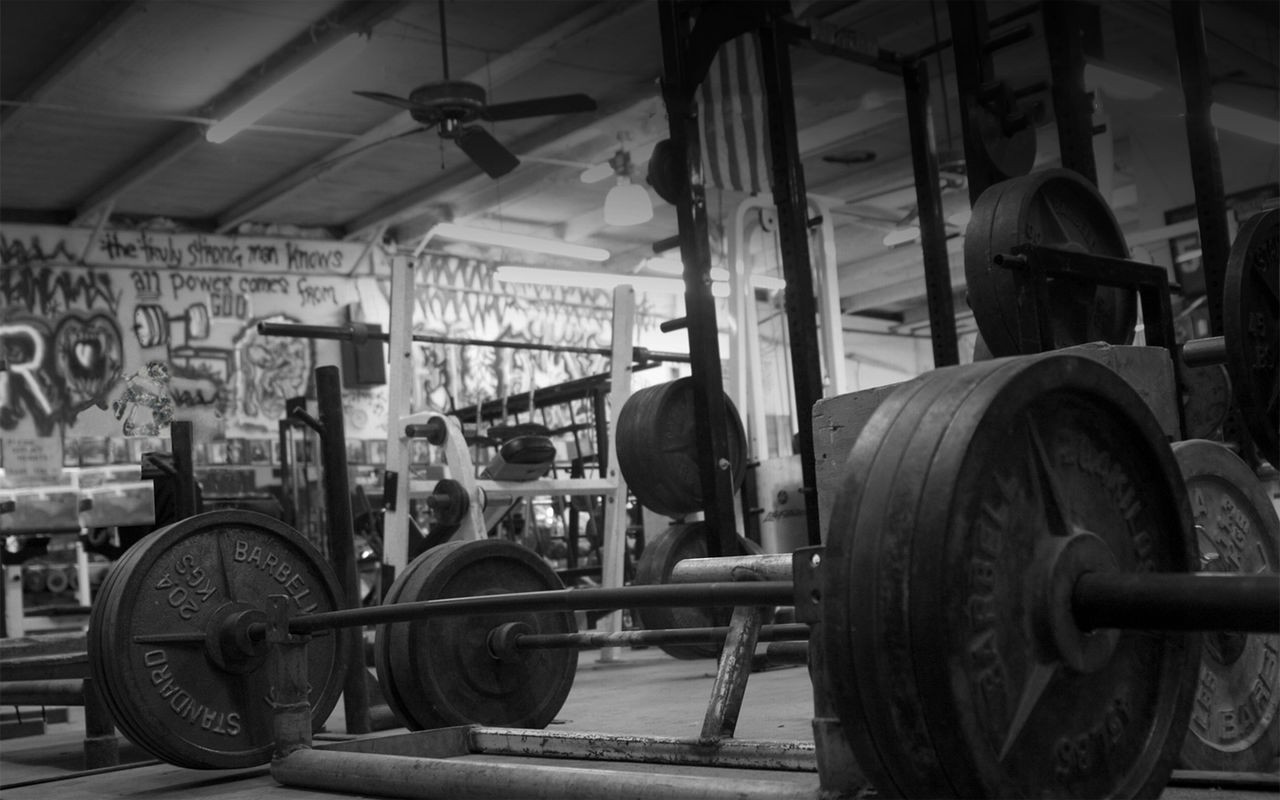 black and white gym