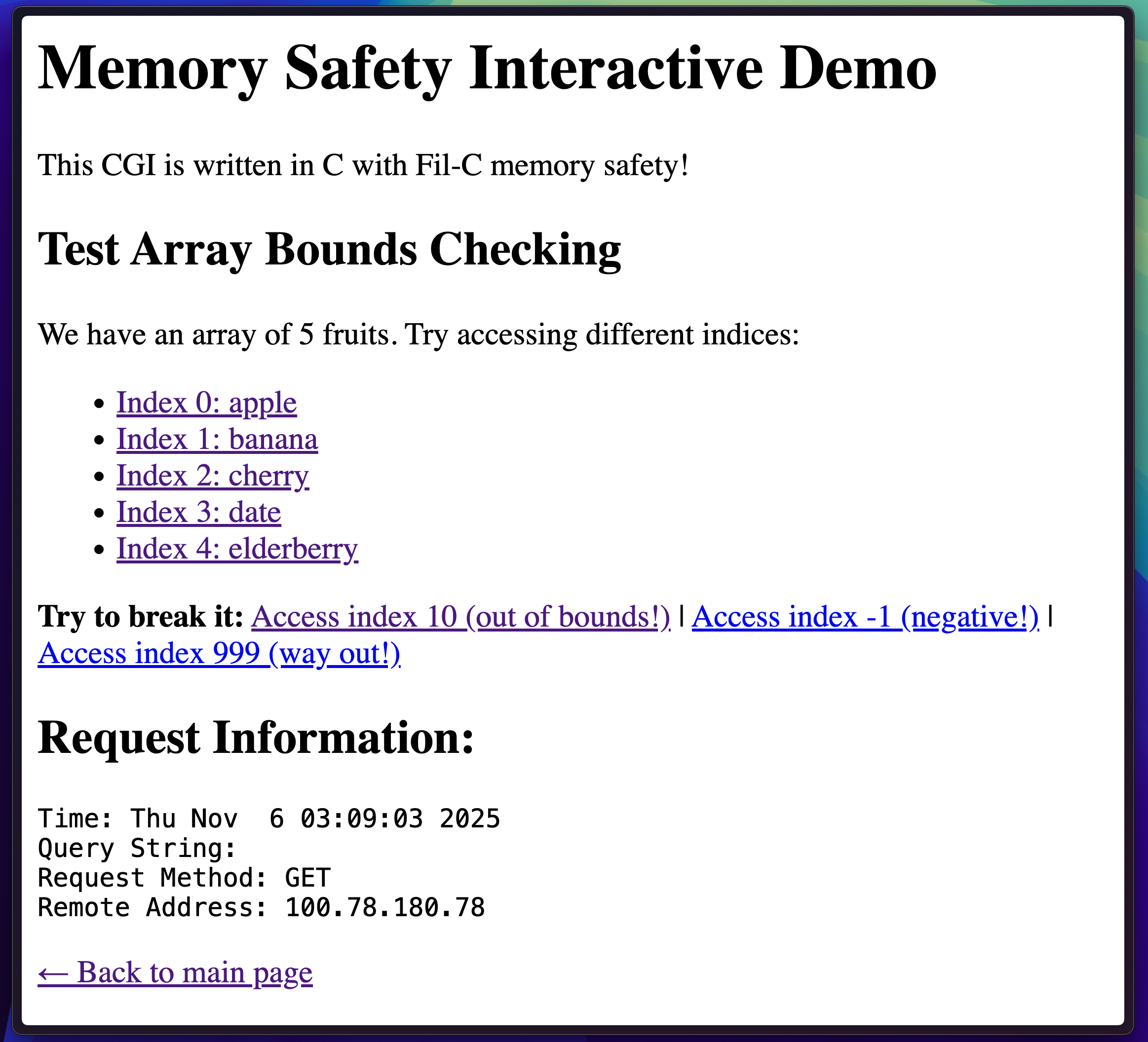 Memory safety in action