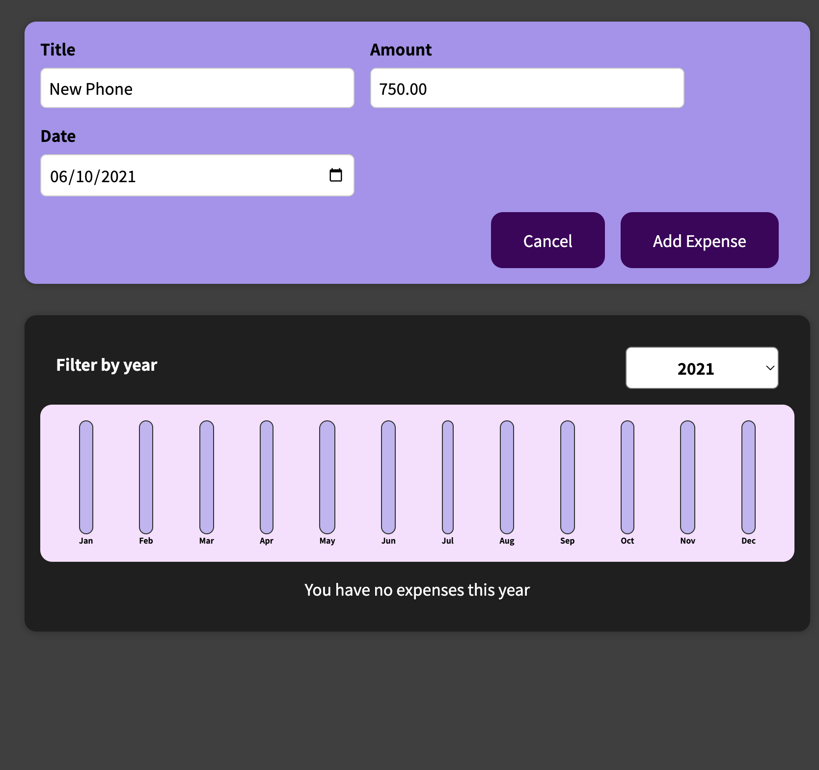 Screenshot of Filling Form