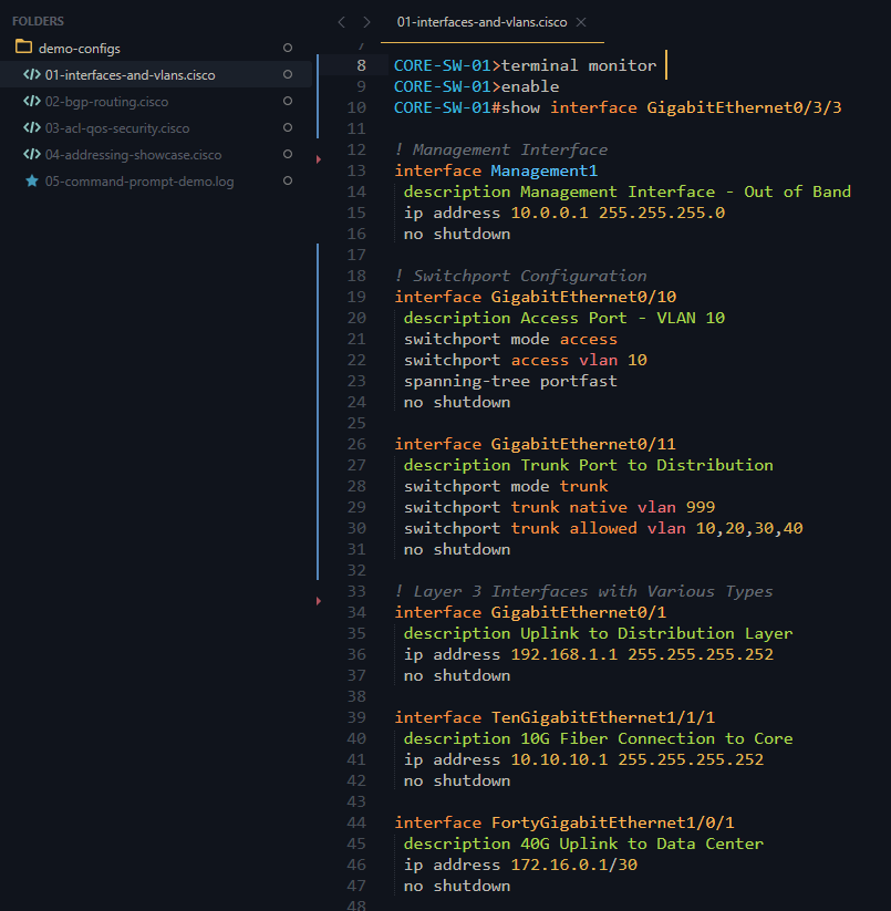 Screenshot Interface and VLANs