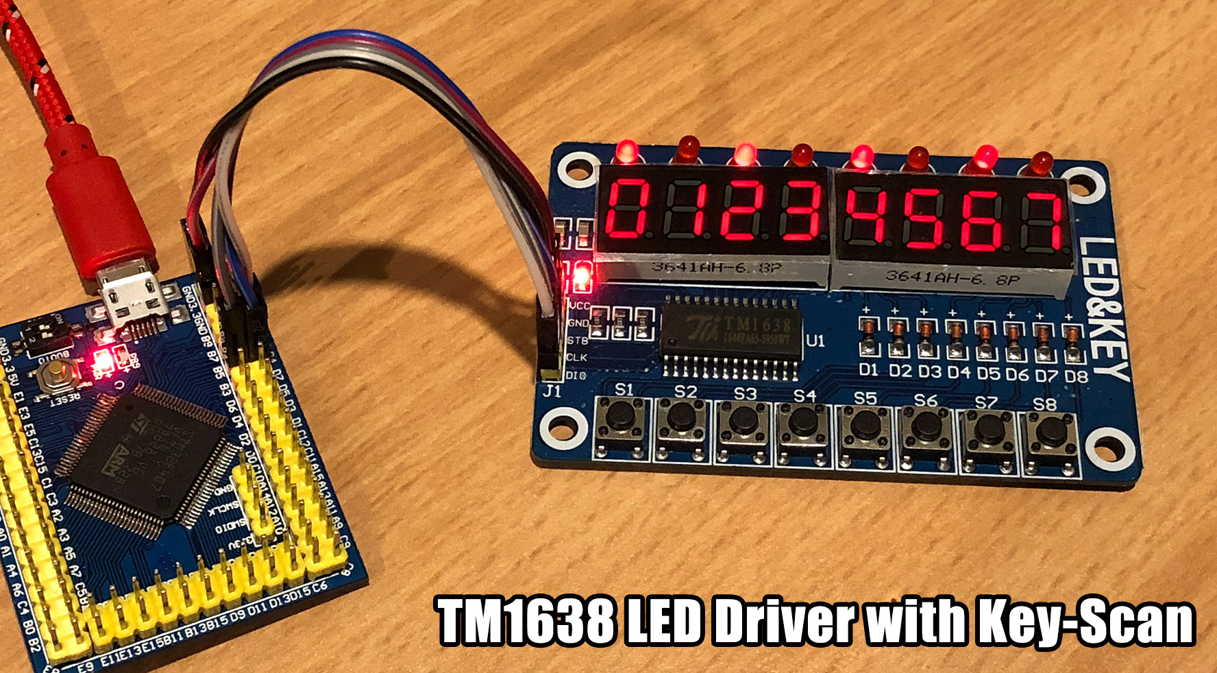 TM1638 - 7-segment LED modules with 8x buttons MicroPython