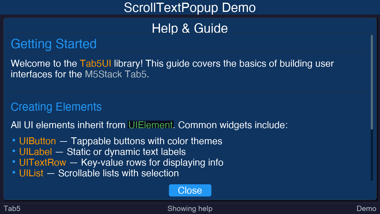Scroll Text Popup
