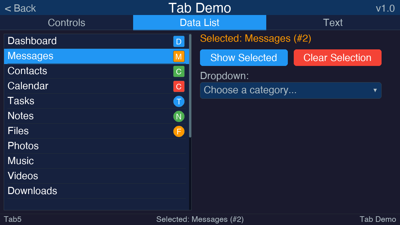 Tab Data List